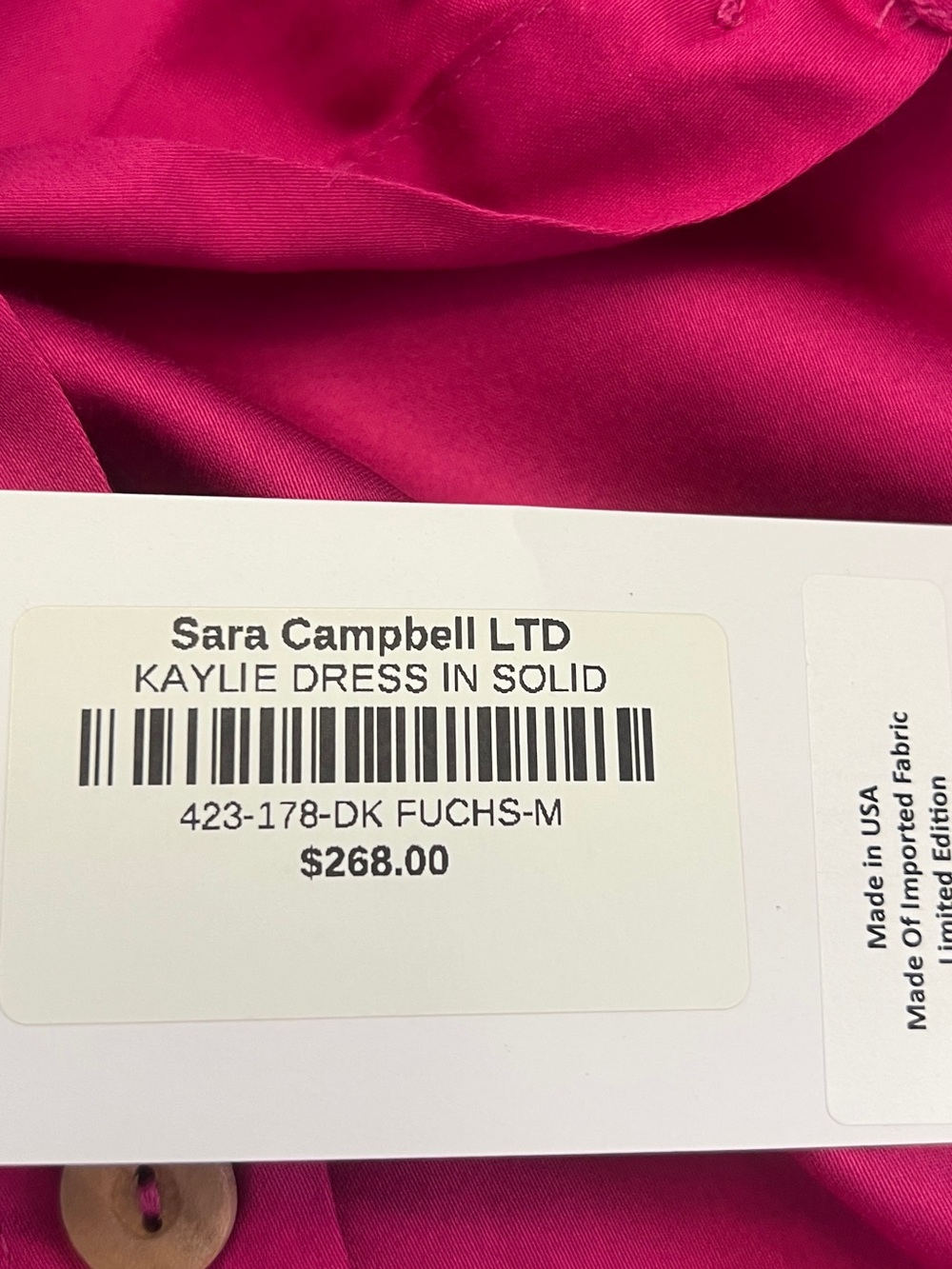 Sara Campbell Fuschia Button Down Kaylie Dress Sz M NWT - Picture 10 of 11